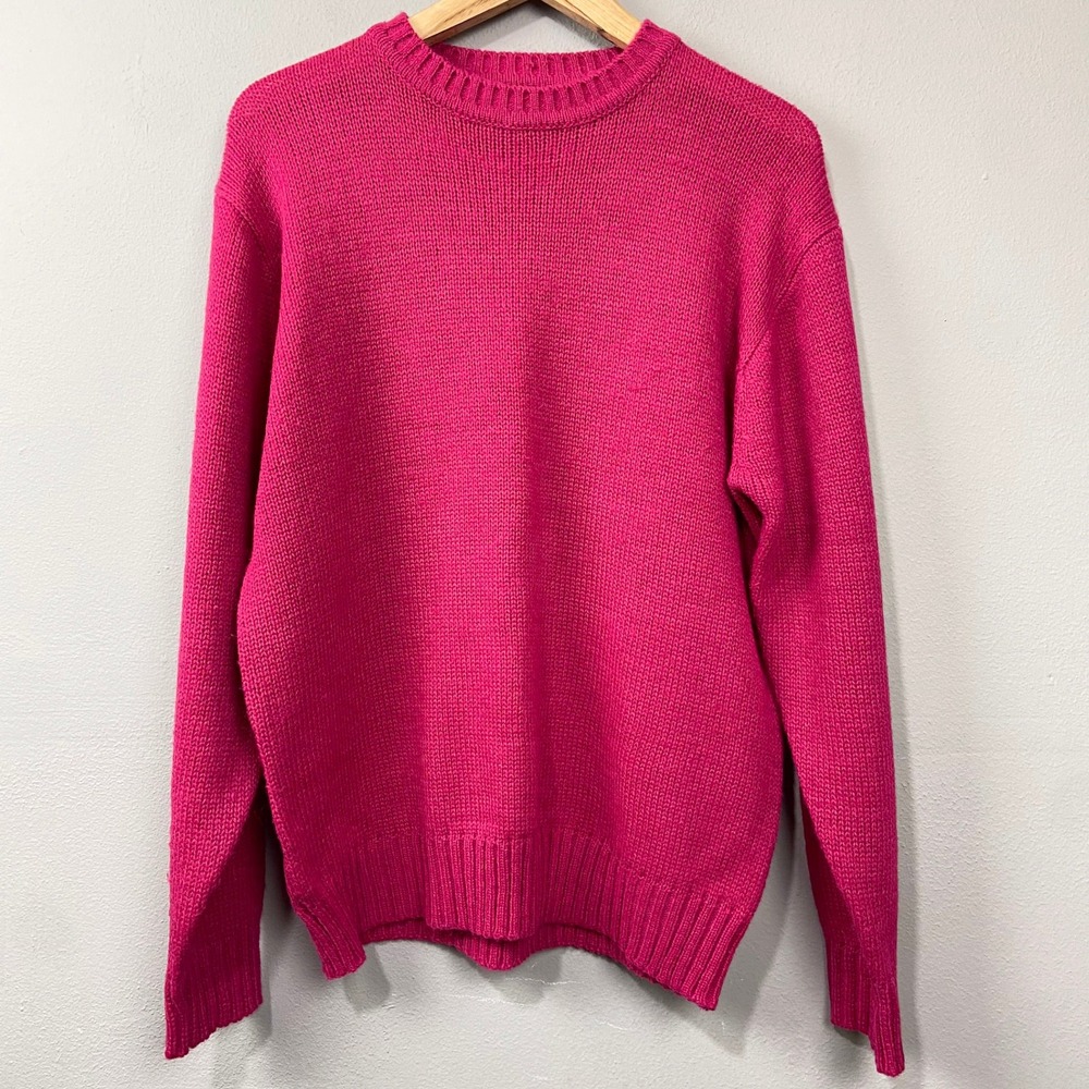 Vintage South Channel Sweater Size XL Hot Pink Knit Slouchy 80s 90s Barbiecore‎